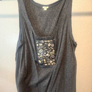 J. Crew Charcoal Tank Top with Gem applique piece